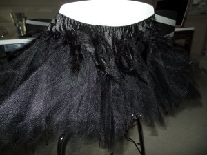 You can see the feathers and the way I started attaching them to the tutu here. A close up will be shown below on the texture it gives! 