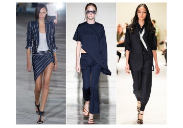 The androgynous look - still going strong! From left to right: Anthony Vaccarello, Maison Martin Margiela, Sonia Rykiel
