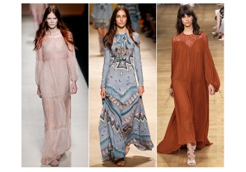 The 1970s Marrakech inspired 'Hippy deluxe' theme comes back this Summer! From left to right: Alberta Ferretti, Etro, Chloé